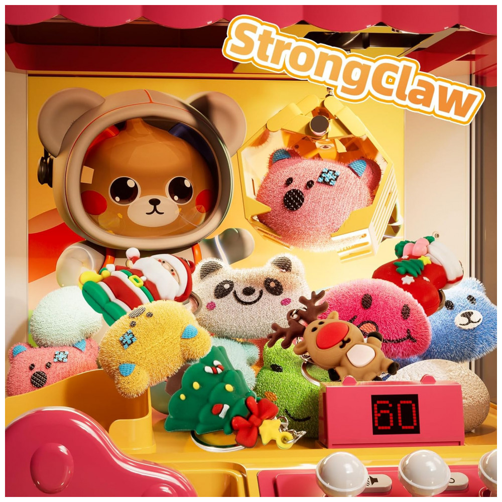 Máquina de Garra Eletrônica Amarelo e Rosa BLmukce – Mini Vending Machine Infantil com 10 Pelúcias, 20 Moedas, Música e Temporizador de 60s - Imagem 4