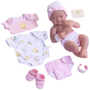 Bebê Recém-Nascido Newborn Kit de Presente com 8 Itens para Boneca Bebê La Newborn da JC Toys - 3556 cm Realista e Sorridente com Acessórios