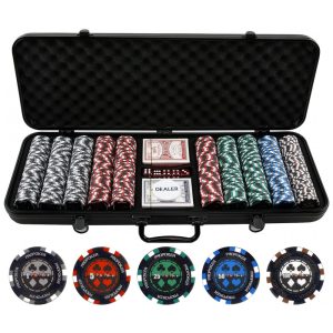 Maleta de Poker com 500 Fichas de Argila Numeradas para Texas Holdem 13g Versa Games Preta
