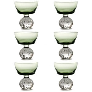 Taças de Champanhe Serax Eternal Snow por Bela Silva - Conjunto de 6 Taças Coupe Verdes Bebidas Flautas Luxuosas para Jantar em Casa com Vinho Festa