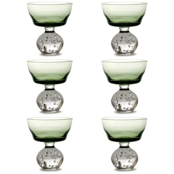 Taças de Champanhe Serax Eternal Snow por Bela Silva - Conjunto de 6 Taças Coupe Verdes Bebidas Flautas Luxuosas para Jantar em Casa com Vinho, Festa,
