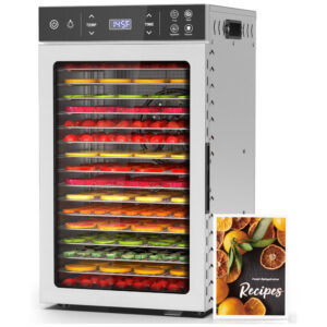 Desidratador de Alimentos em Aço Inoxidável HOPERAN 800W Máquina Desidratadora Elétrica com 4 Programas, Temporizador Ajustável,