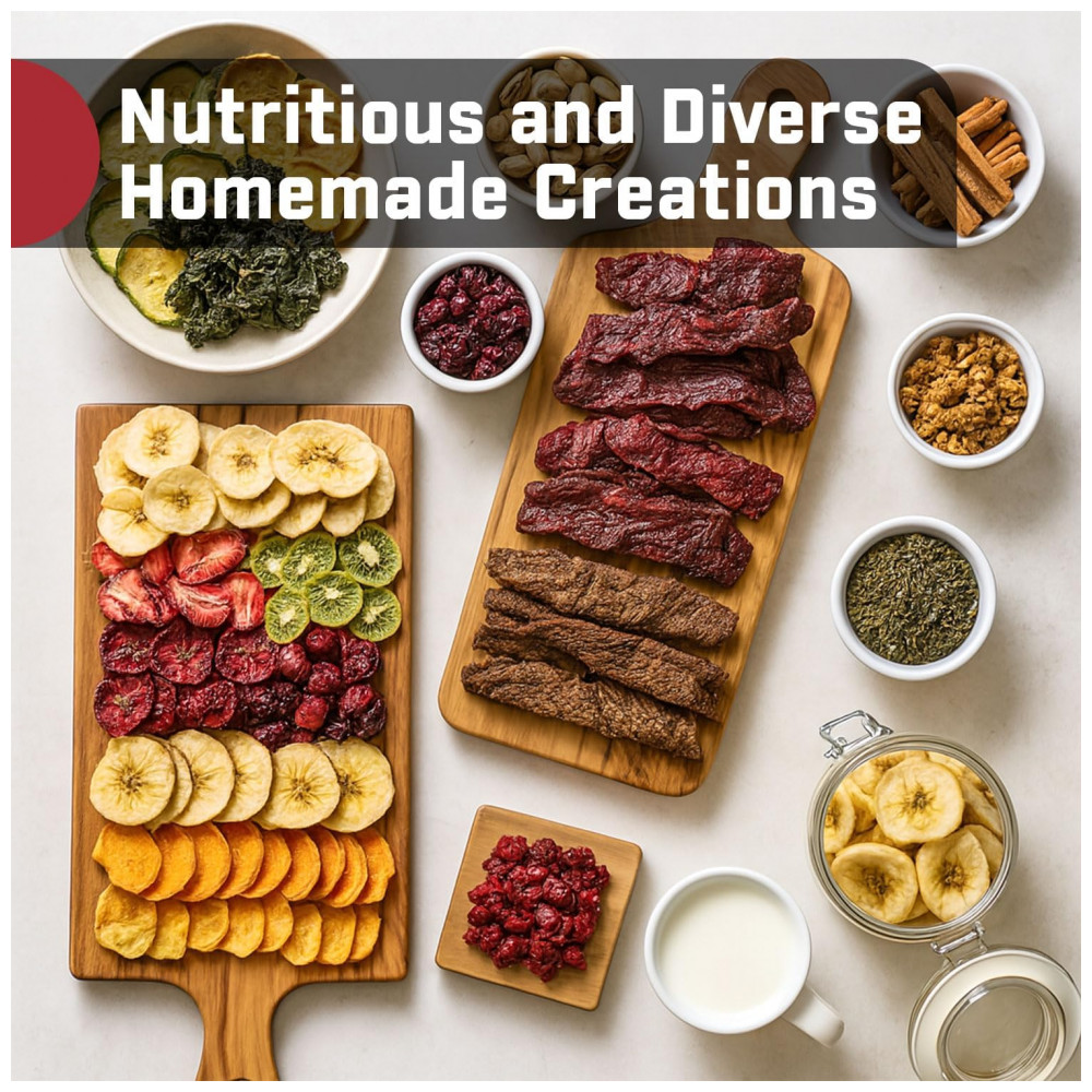 Desidratador de Alimentos em Aço Inoxidável HOPERAN 800W Máquina Desidratadora Elétrica com 4 Programas, Temporizador Ajustável, - Imagem 4