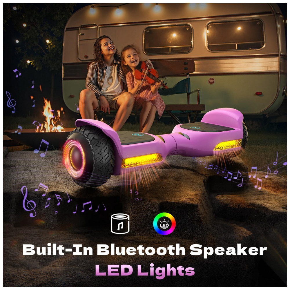 Gyroor G13 - Hoverboard Rosa com Luzes LED, Motor de 500W e Bluetooth para Crianças de 6 a 12 anos e Adultos - Imagem 2