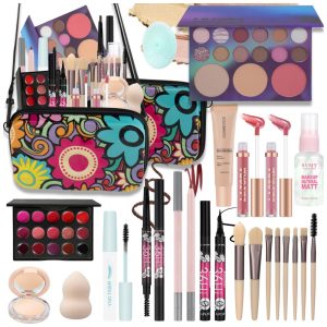 Kit Completo de Maquiagem Venshun All-in-One para Iniciantes 18 Itens Estojo Portátil com Pincéis e Paleta