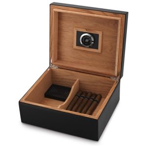 Estojo de Charutos em Couro Capacidade para 25-50 Charutos Design Elegante Caixa de Cedro Espanhol Maciço Controle de UmidadeMEGACRA.