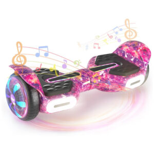 Hoverboard SIMATE Roxo Galáxia 6,5" com Bluetooth, Luzes LED e Certificação UL2272 – Até 13,7 km/h, Autonomia de 12,8 km