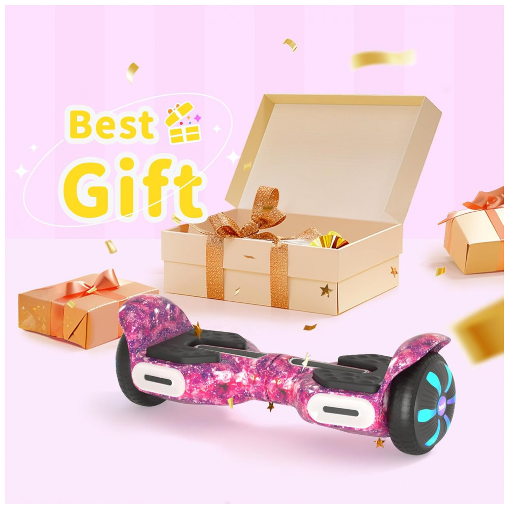 Hoverboard SIMATE Roxo Galáxia 6,5" com Bluetooth, Luzes LED e Certificação UL2272 – Até 13,7 km/h, Autonomia de 12,8 km - Imagem 6