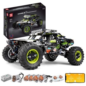 Kit de Construção Carro Off Road 4x4 com Controle Remoto 1879 Peças Mould King 18002 Preto