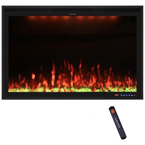 Lareira Elétrica Embutida Valuxhome 1016 cm com Aplicativo Tela de Toque Controle Remoto e Cores Personalizadas Aquecedor Interno