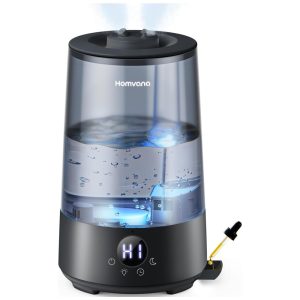Umidade e Luz LED para Plantas Saudáveis - Umidificador Homvana 3.6L para Quarto e Ambientes Grandes - Preto