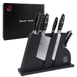 Conjunto de Facas em Aço Inoxidável com Bloco de Bancada 8 Peças TUO Preto