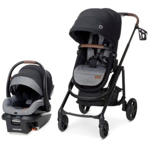 Carrinho de Bebê Travel System com Ventilação Embutida e Viseira Retrátil na Capota Maxi-Cosi Tayla Preto