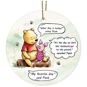 Enfeite de Natal Cerâmico 34HD Dois Lados com Cordão Decorativo para Árvore Presente Natalino 2025 Redondo 74cm