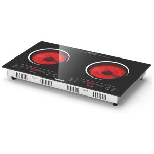 Cooktop Elétrico Portátil com 2 Bocas Trava de Segurança para Crianças Temporizador e Controle Digital 110V 2000W Karinear Preto