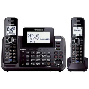 Telefone sem Fio Panasonic com 2 Linhas 2 Aparelhos Secretária Eletrônica Link2Cell e Conferência de 3 Vias