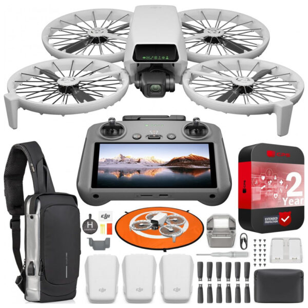 DJI Flip Fly More Combo com Controle Remoto RC 2 com Tela, Drone com Câmera 4K UHD para Adultos, Decolagem na Palma da Mão, Retorno Automático,