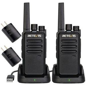 Rádio Comunicador Walkie Talkie Retevis RT68 Recarregável Portátil FRS Rádio Bidirecional para Adultos Longo Alcance Base de Carregamento USB