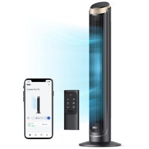 Ventilador de Torre de Alta Velocidade com Controle Remoto e WiFi 110V Dreo Preto e Dourado