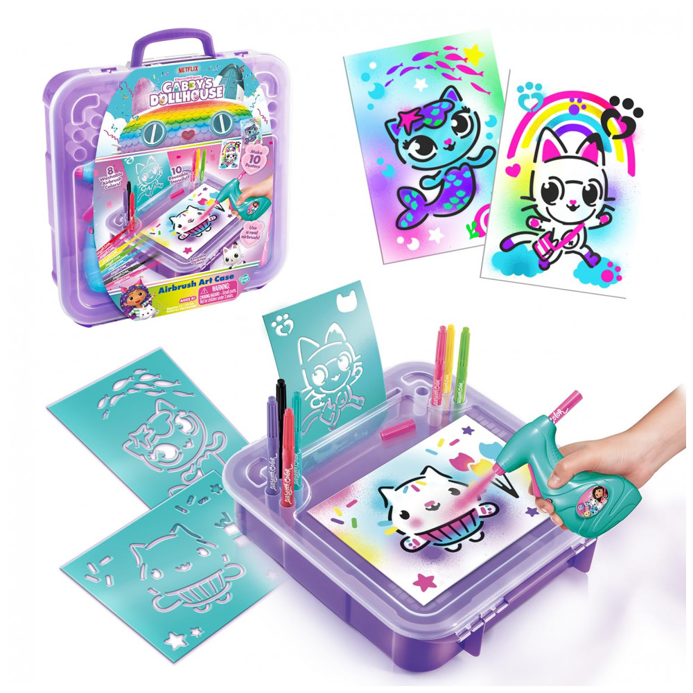 Maleta de Arte Gabbys Dollhouse Airbrush! Crie Pôsteres Incríveis com Estênceis e Airbrush! Canal Toys - Imagem 2