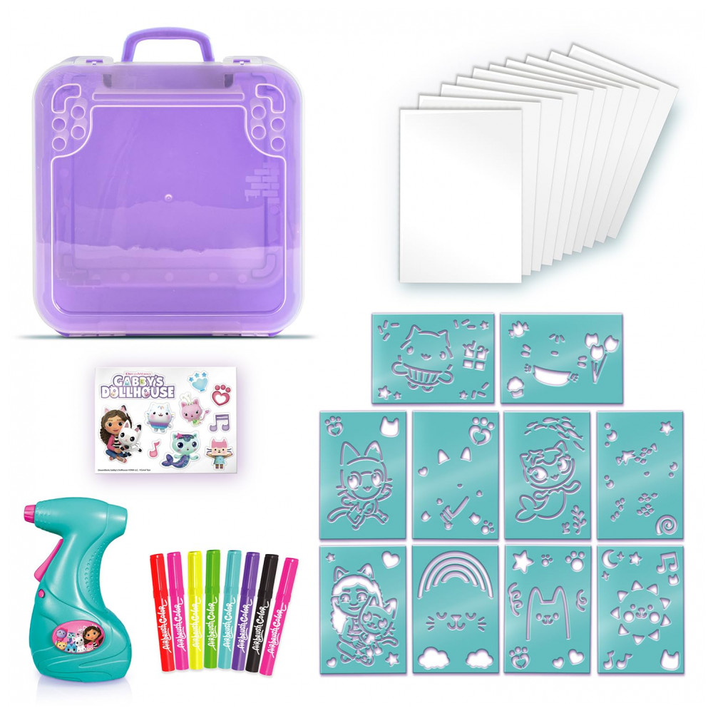Maleta de Arte Gabbys Dollhouse Airbrush! Crie Pôsteres Incríveis com Estênceis e Airbrush! Canal Toys - Imagem 3