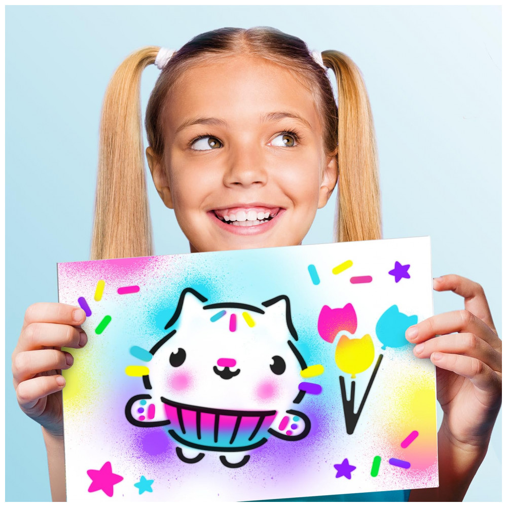 Maleta de Arte Gabbys Dollhouse Airbrush! Crie Pôsteres Incríveis com Estênceis e Airbrush! Canal Toys - Imagem 8