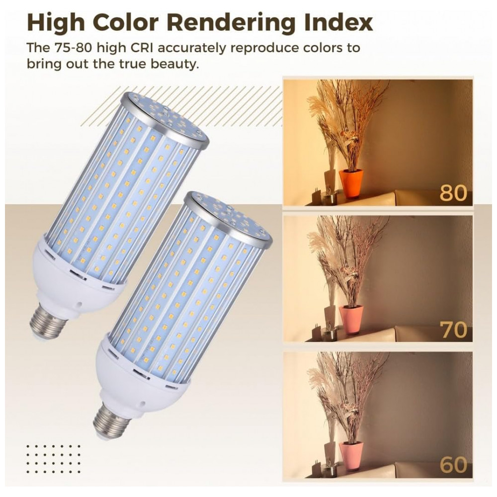 Kit 2 Lâmpadas LED Milho 60W E27 Luz Quente 3000K Econômicas para Uso Residencial e Comercial, Soquete E27 Durável e Alta Luminosidade,Kronabelle - Imagem 2