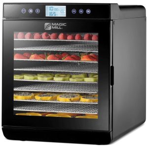 Desidratador de Alimentos 10 Inox 600W MAGIC MILL 9 Trays SS 2 Preto