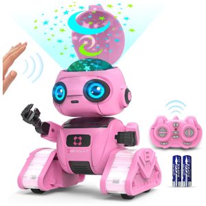 Robô para Meninos e Meninas: Robô Recarregável com Controle Remoto Demonstração Automática Projeção de Luz Dzxlin.