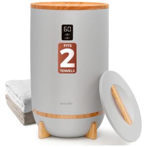 Aquecedor de Toalha Elétrico para Até 2 Toalhas ou Roupões com Desligamento Automático e Temporizador Embutido 500W 110V SereneLife SLTLW800 Cinza