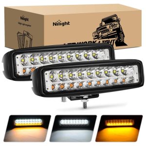 Farol de Milha LED Off Road 2 Peças de 15cm 54 W 9 30V Montagem Ajustável 180 NILIGHT 15020F B Preto