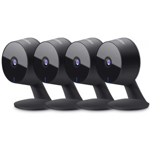 Câmeras de Segurança Interna 1080P com Fio e Detecção de Movimentos Visão Noturna 4 Pcs LaView Preto