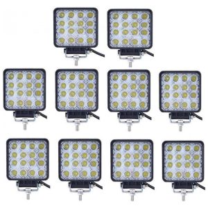 Farol de Milha LED Off Road com 3520 Lúmens e Luz Branca a Prova dÁgua IP68 12V 48W 10 Un Turboo Preto