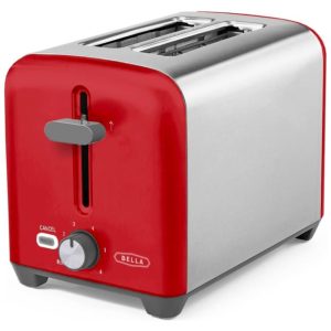 Torradeira Elétrica 2 Fatias com 6 Níveis de Tostagem e Bandeja de Migalhas Removível 110V 750W BELLA Vermelha