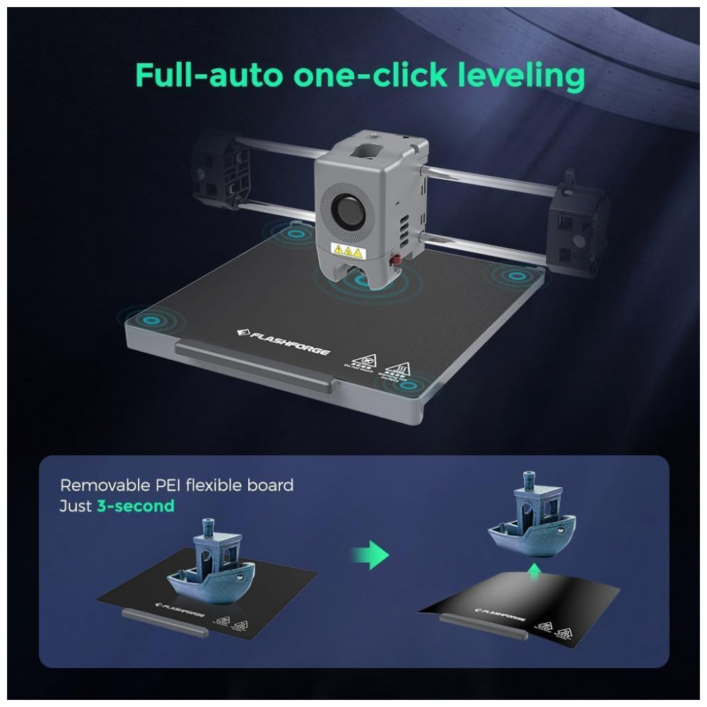 Impressora 3D FLASHFORGE AD5M Pro 600mms Alta Velocidade Core XY, Nivelamento Automático em 1 Clique, Impressão Silenciosa de 50dB com Câmera, - Imagem 3