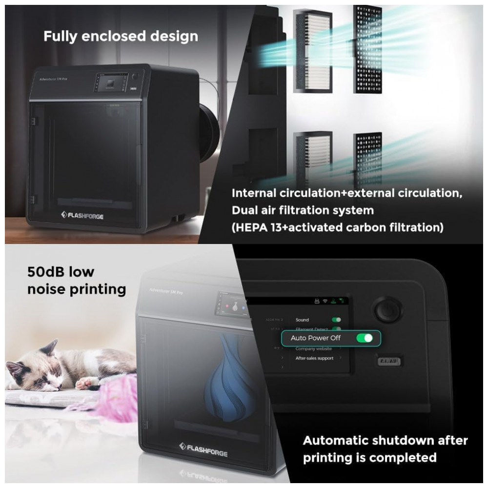 Impressora 3D FLASHFORGE AD5M Pro 600mms Alta Velocidade Core XY, Nivelamento Automático em 1 Clique, Impressão Silenciosa de 50dB com Câmera, - Imagem 4