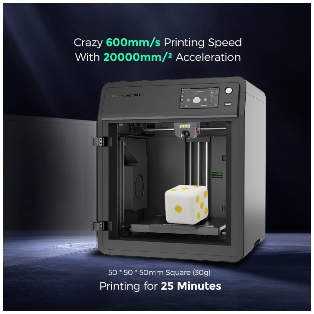 Impressora 3D FLASHFORGE AD5M Pro 600mms Alta Velocidade Core XY, Nivelamento Automático em 1 Clique, Impressão Silenciosa de 50dB com Câmera, - Imagem 7