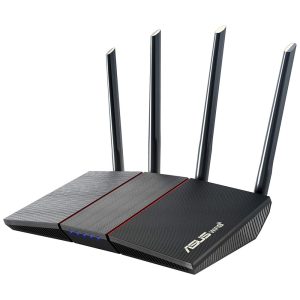 AX1800 Wi Fi Dual Band Roteador 1800 Mbps até 25 aparelhos área 278 m2 ASUS RT AX55Black Preto