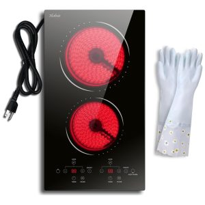 Cooktop Elétrico de 2 Bocas 110v com Cerâmica Radiante Embutido de 30 cm Trava de Segurança Temporizador - Prático e Seguro