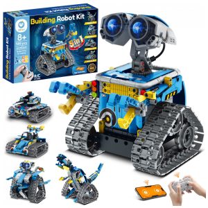 Kit robô 5 em 1 Sillbird azul com 488 peças controle remoto e app robótica STEM para crianças a partir de 6 anos
