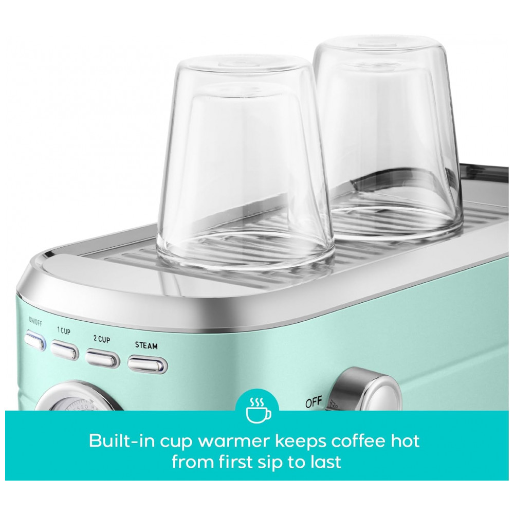 Máquina de Café Expresso CASABREWS CM5418 20 Bar, Cappuccino com Vaporizador de Leite, Aço Inoxidável, 1350W, Verde Pastel, 3,4 litros - Imagem 4