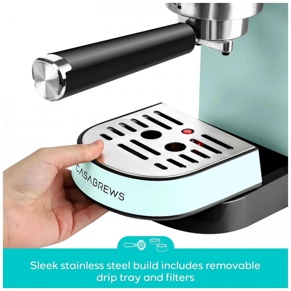 Máquina de Café Expresso CASABREWS CM5418 20 Bar, Cappuccino com Vaporizador de Leite, Aço Inoxidável, 1350W, Verde Pastel, 3,4 litros - Imagem 6