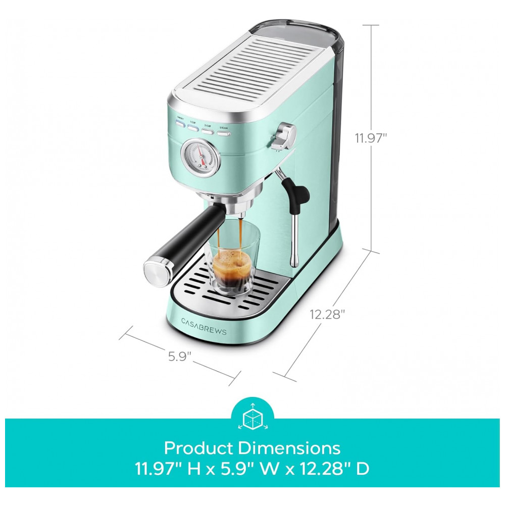 Máquina de Café Expresso CASABREWS CM5418 20 Bar, Cappuccino com Vaporizador de Leite, Aço Inoxidável, 1350W, Verde Pastel, 3,4 litros - Imagem 7