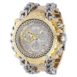 Relógio Masculino Reserve Gladiator 292 quilates com Diamante Invicta 35059 Dourado e Prata