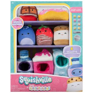Kit 4 Pelúcias Squishmallows de 5 cm e 4 Fantasias para Crianças Squishville SQM0551 Colorido
