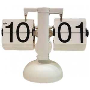 Relógio de Mesa Retrô Flip Decorativo Operado por Engrenagem Interna a Bateria HERCHR Branco