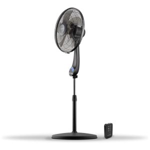 Ventilador Pedestal 5 Lâminas Estilo Moderno com Controle Remoto 5 Velocidades Silencioso Temporizador 7H e Altura Ajustável 110V 60W Air Monster Preto