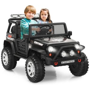 Carro Elétrico Infantil a Bateria 12V com Luzes LED Buzina. MP3 e Suspensão de Mola HONEY JOY Preto