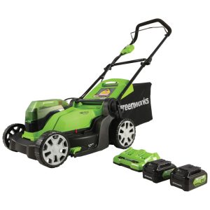 Cortador de Grama Elétrico Greenworks 48V 2 x 24V Baterias 4.0Ah e Carregador Rápido Dual Port Inclusos