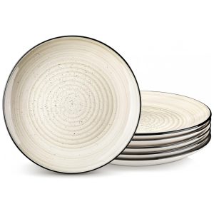 Conjunto de Pratos Rasos em Cerâmica 6 UN Vancasso Bonbon Bege